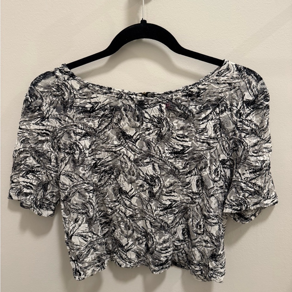 Material Girl Black and White Lace Crop Top